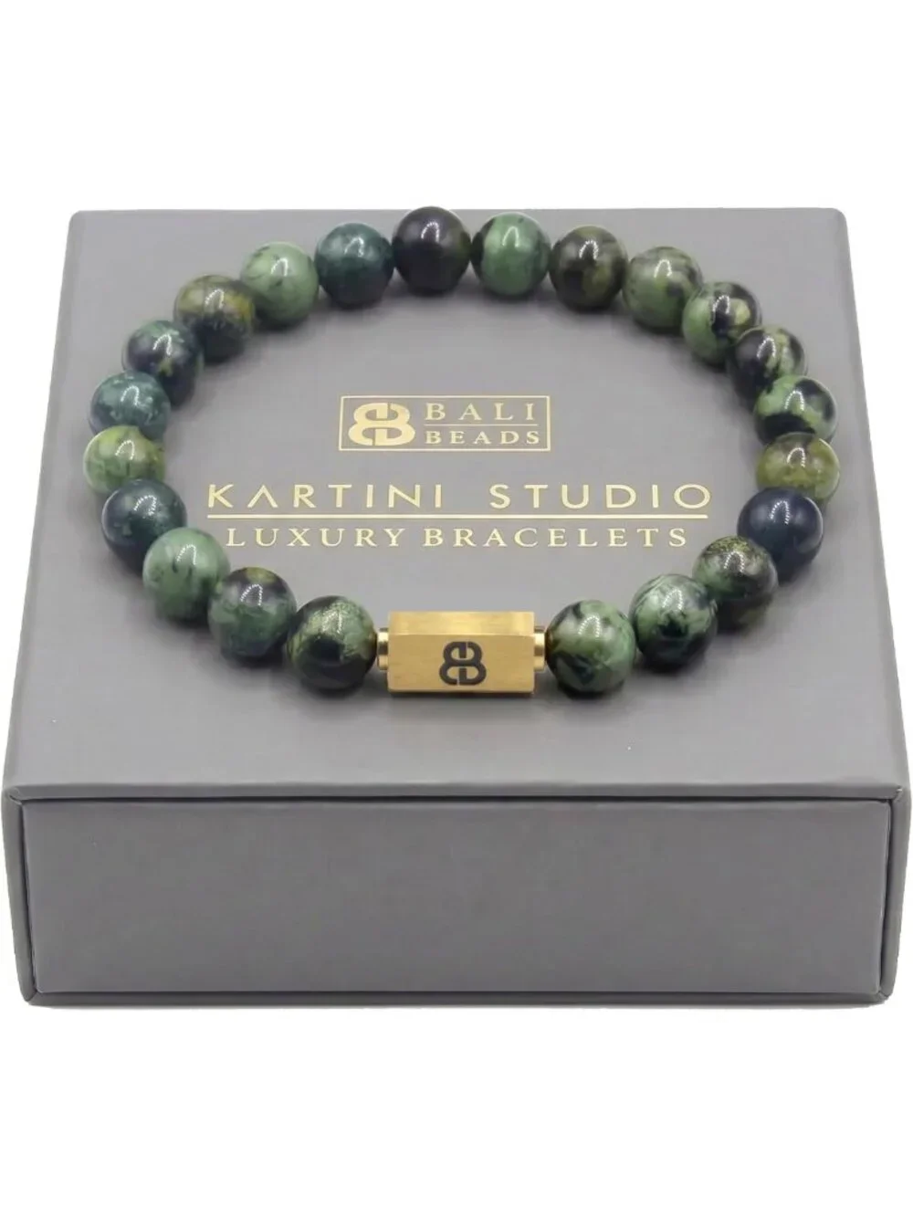 Stylish Dark Green Jade Bead Bracelet for Men - Unique Men's Jewelry Accessory